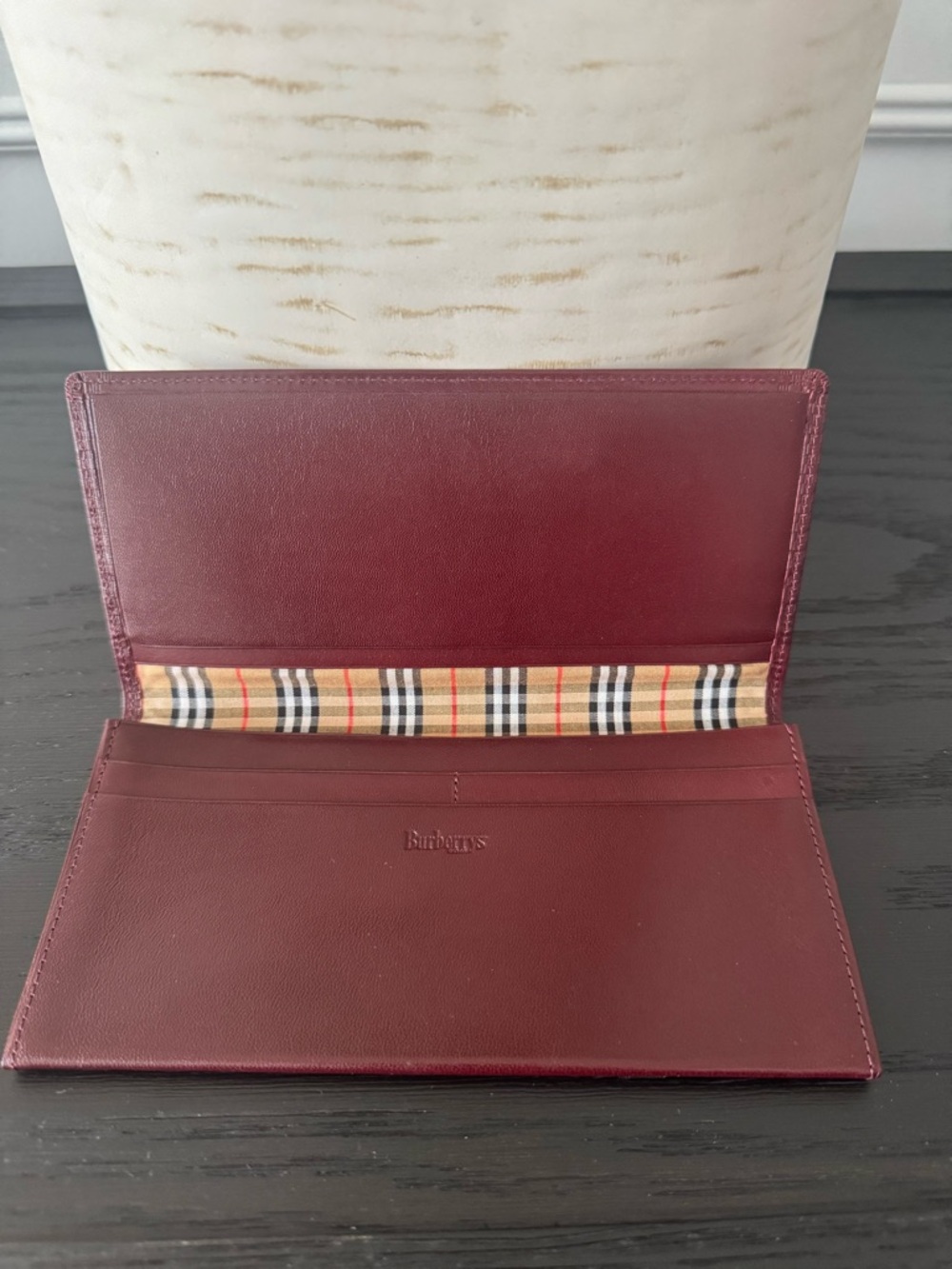 Burberry Maroon Leather Slim Wallet - Picture 6 of 11